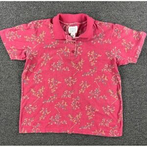 Vintage 90s Northern Treasures Floral Golf Polo Shirt Women Medium Cottage